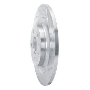 Volvo XC40 Brake Rotor (1) - Rear Right - R1 Concepts - Drilled & Slotted - Silver - `19-`25